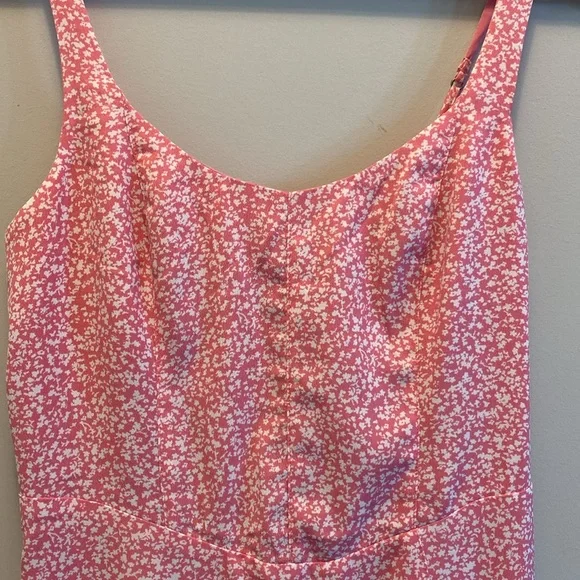 Abercrombie & Fitch Pink Dainty Floral Corset Midi Dress - Picture 2 of 7